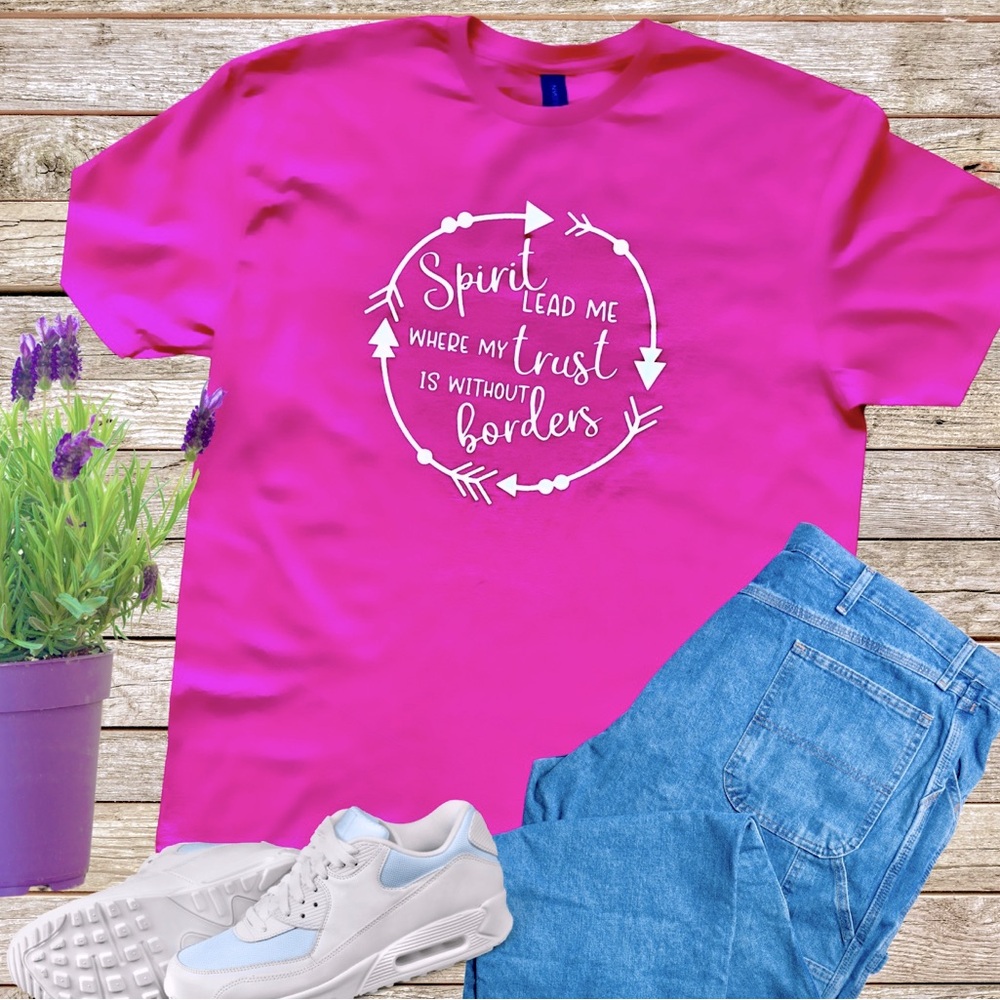 Handcrafted Spirit Lead Me Graphic Religious T-Shirt, size Large